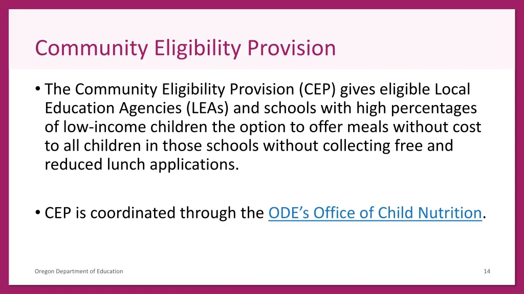 community eligibility provision