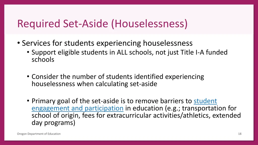 required set aside houselessness