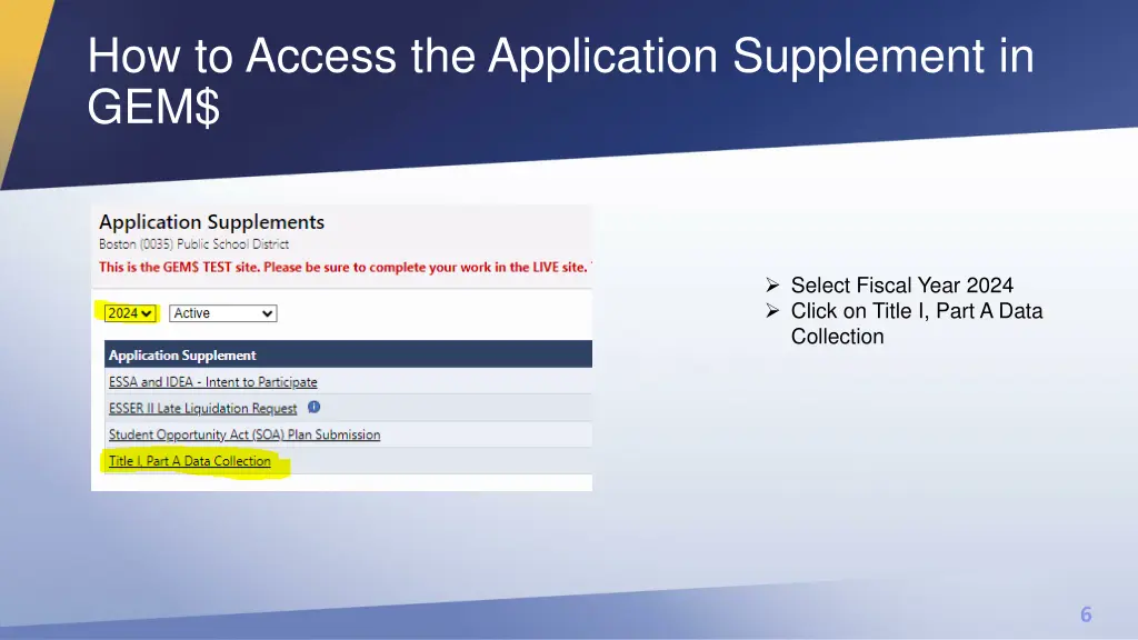 how to access the application supplement in gem 1