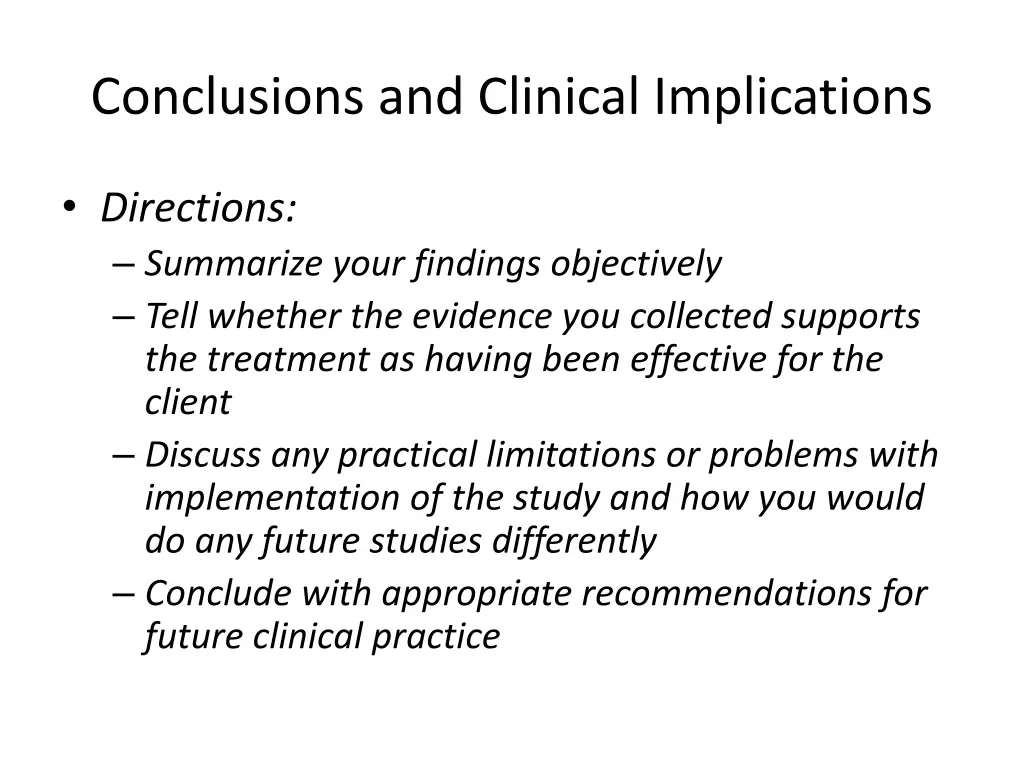 conclusions and clinical implications