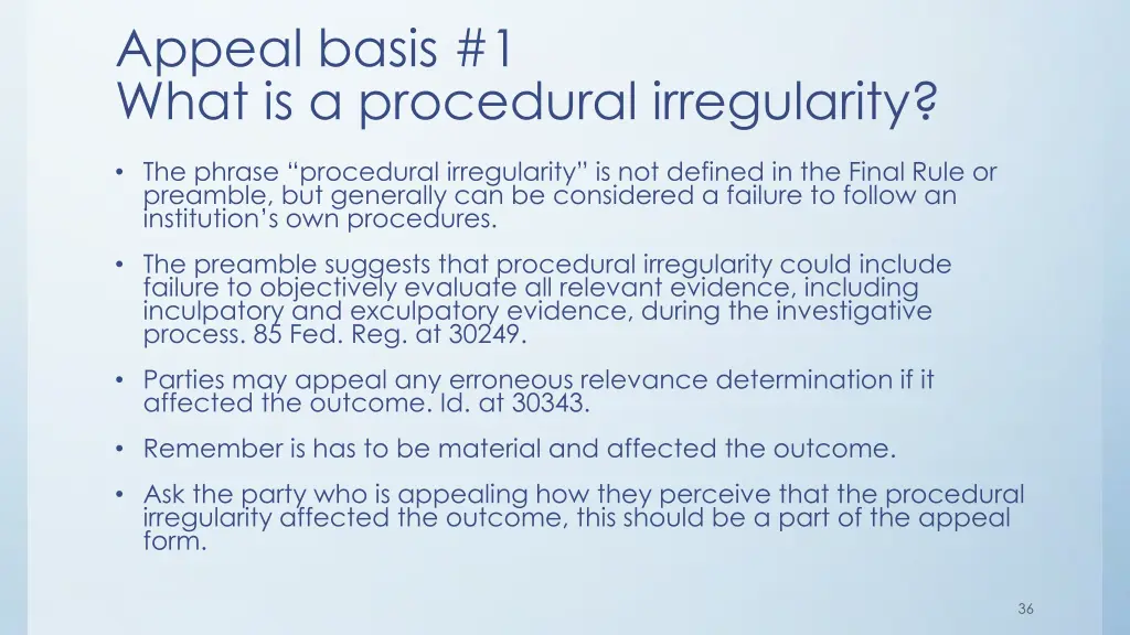 appeal basis 1 what is a procedural irregularity