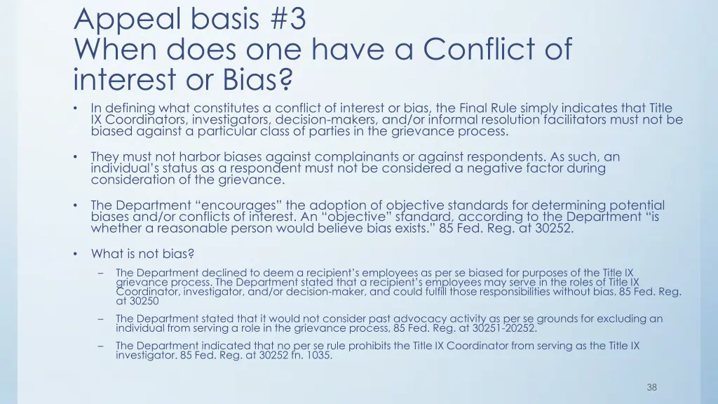 appeal basis 3 when does one have a conflict