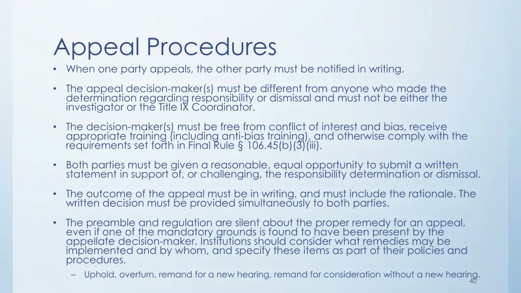 appeal procedures when one party appeals