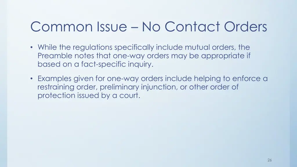 common issue no contact orders