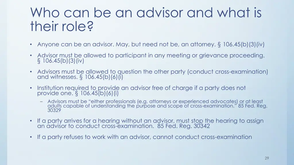 who can be an advisor and what is their role