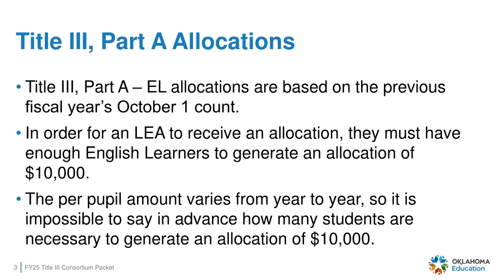 title iii part a allocations