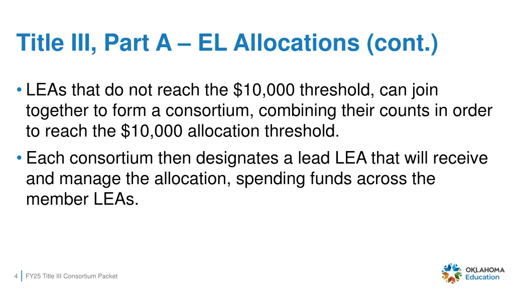 title iii part a el allocations cont