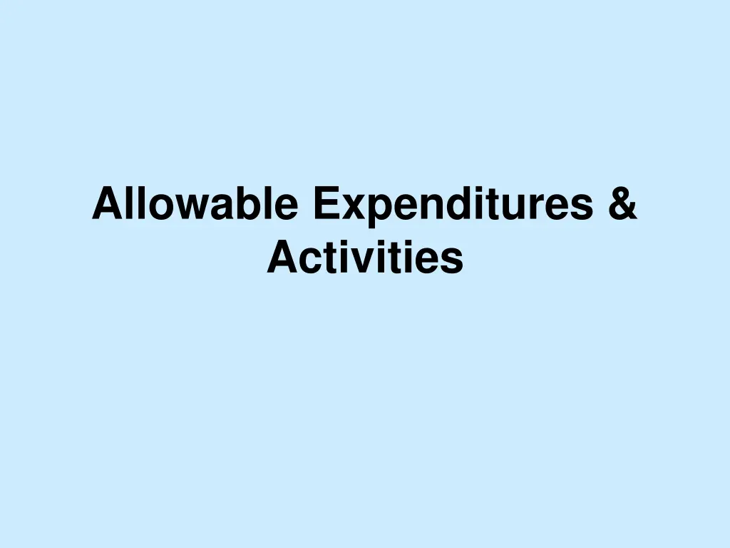 allowable expenditures activities