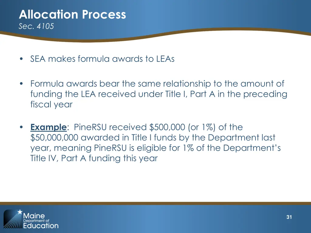 allocation process sec 4105