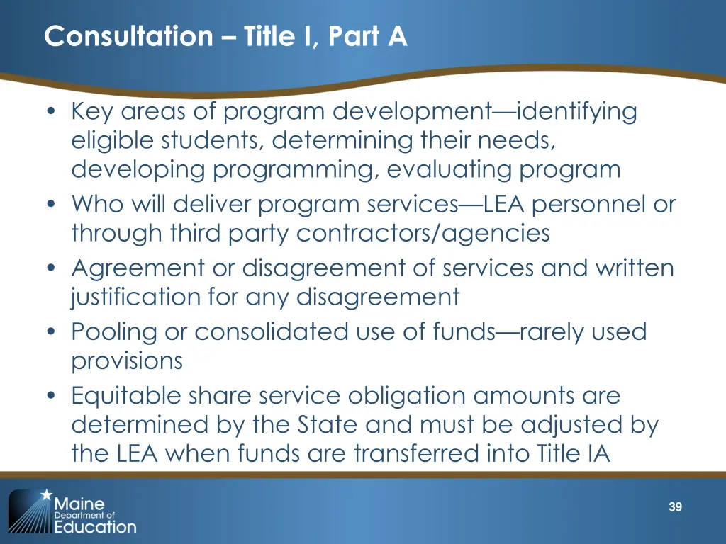 consultation title i part a