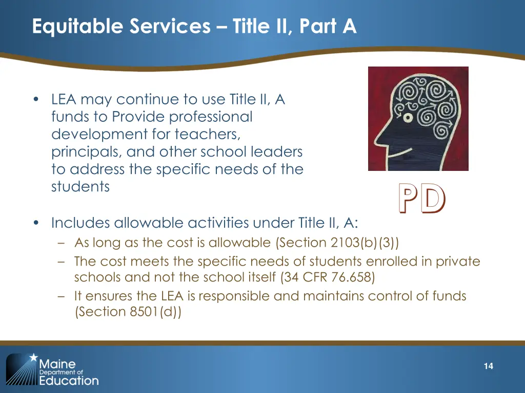 equitable services title ii part a