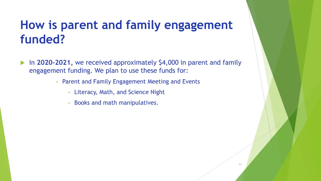 how is parent and family engagement funded 1