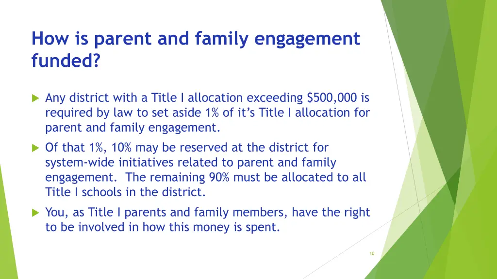 how is parent and family engagement funded