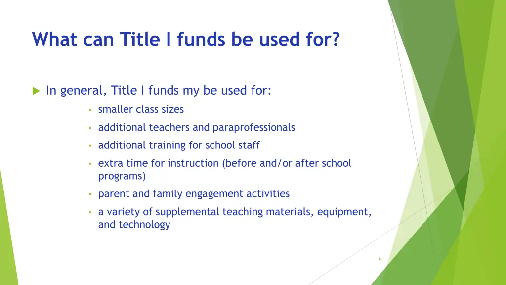 what can title i funds be used for