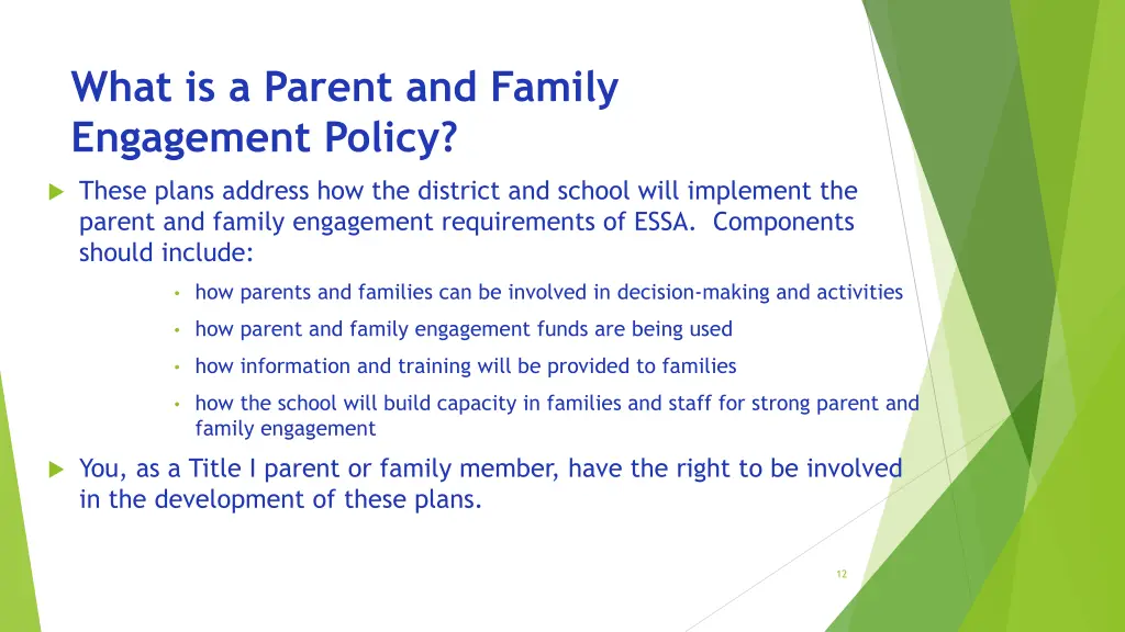 what is a parent and family engagement policy