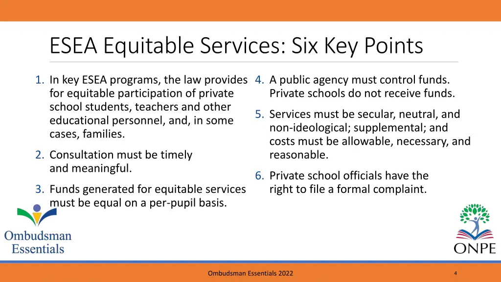 esea equitable services six key points