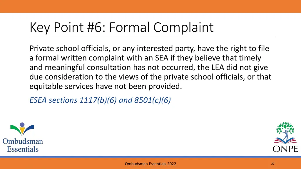 key point 6 formal complaint