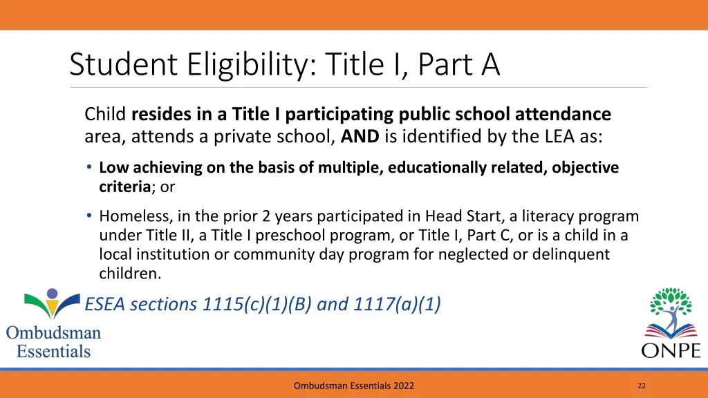 student eligibility title i part a