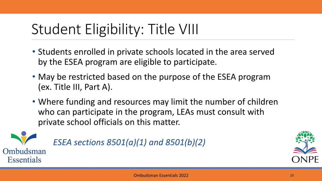 student eligibility title viii