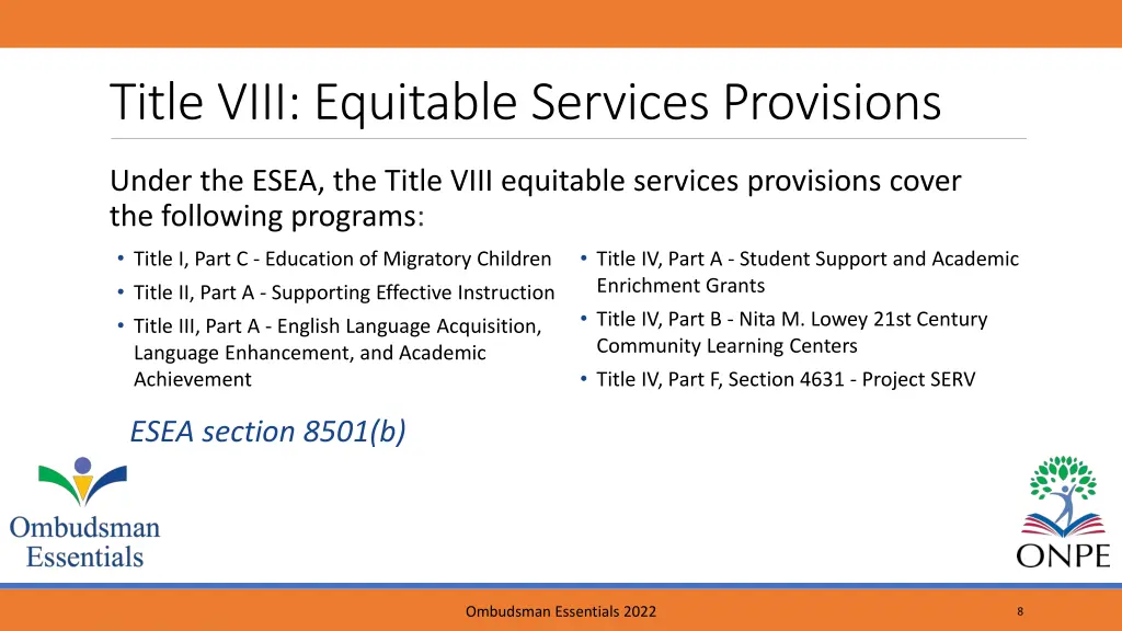 title viii equitable services provisions