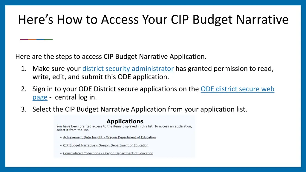 here s how to access your cip budget narrative