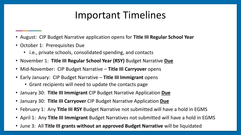 important timelines