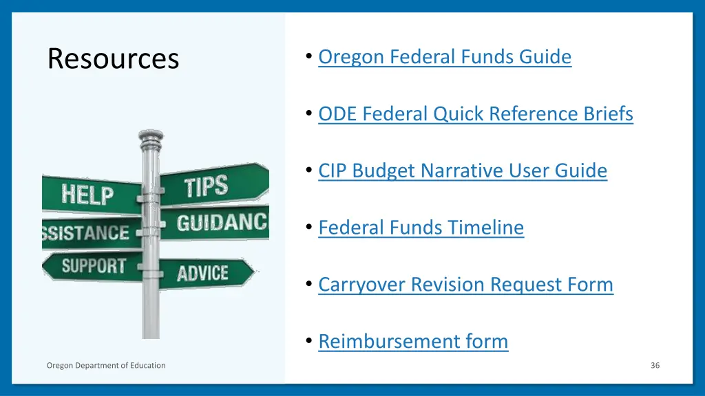 oregon federal funds guide