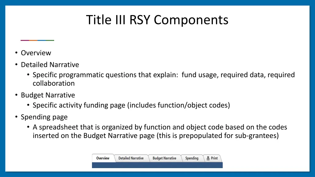 title iii rsy components