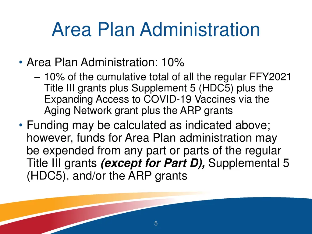 area plan administration