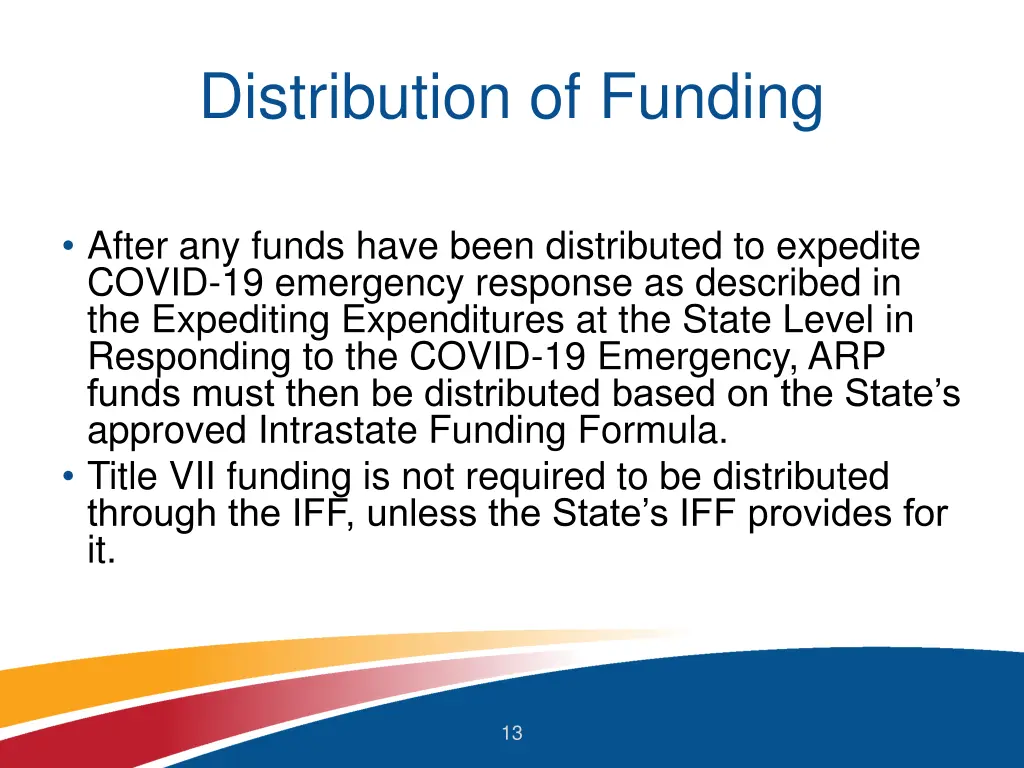 distribution of funding