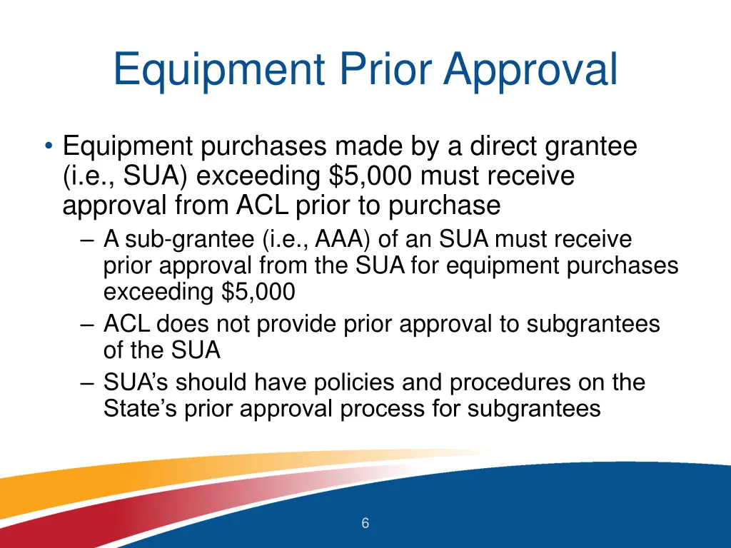 equipment prior approval