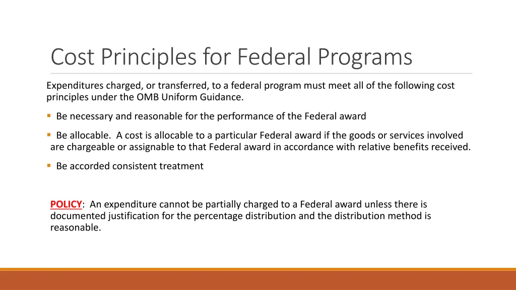 cost principles for federal programs