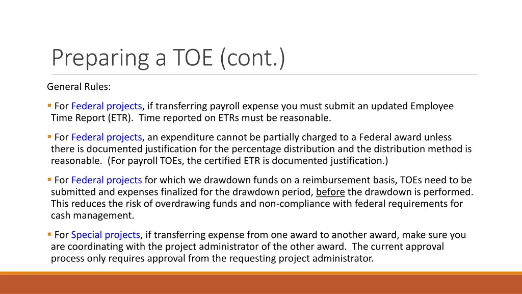 preparing a toe cont 2