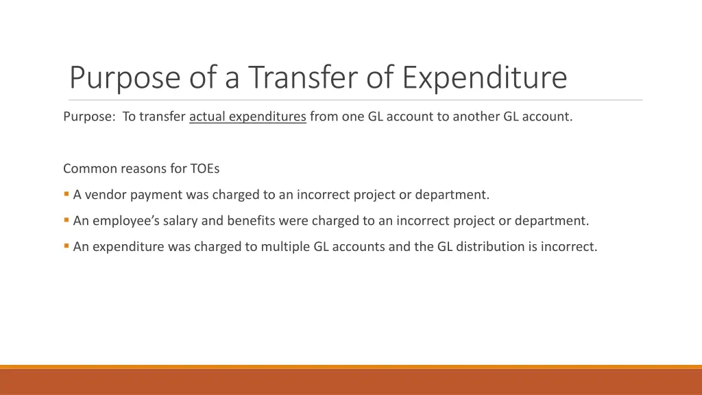 purpose of a transfer of expenditure