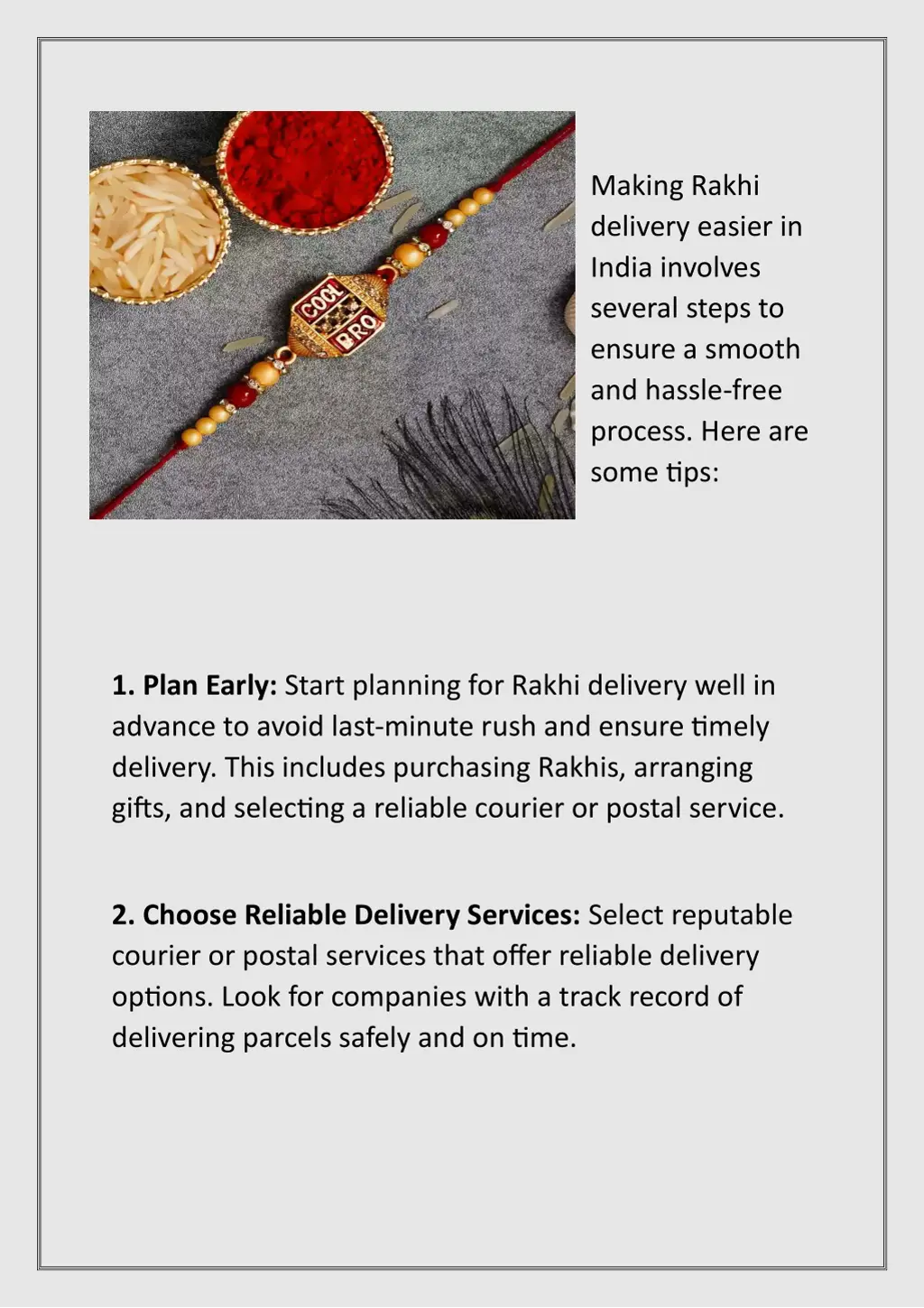 making rakhi delivery easier in india involves