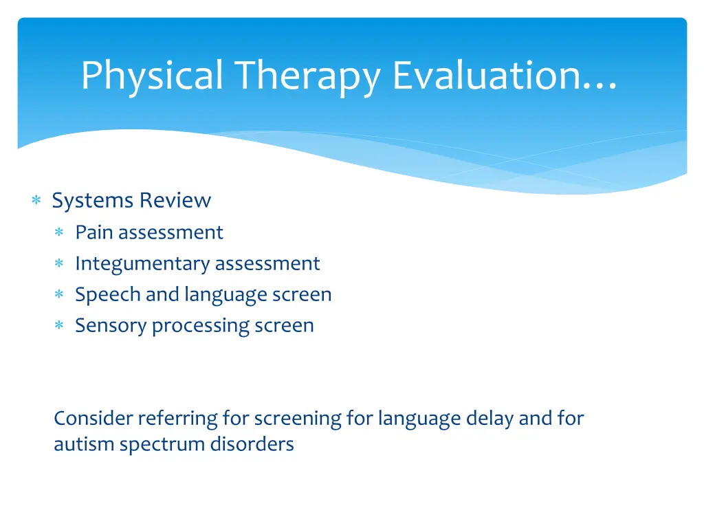 physical therapy evaluation 1