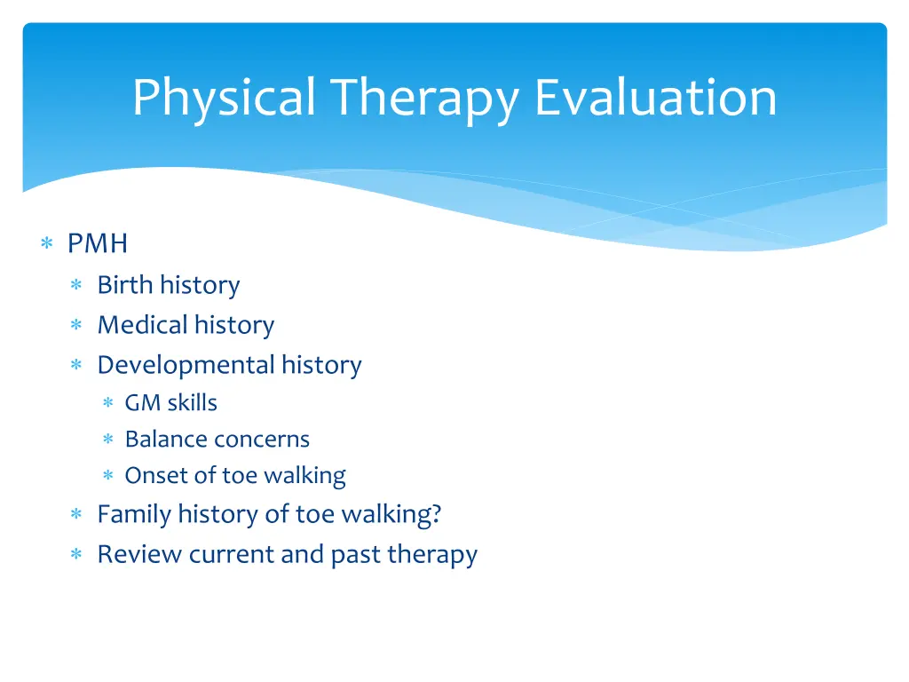 physical therapy evaluation