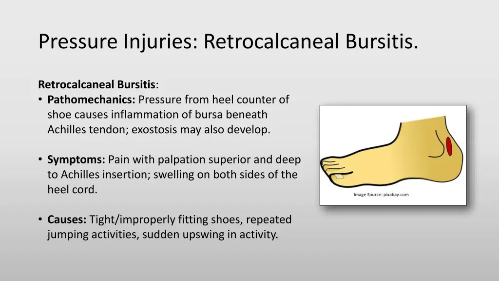 pressure injuries retrocalcaneal bursitis