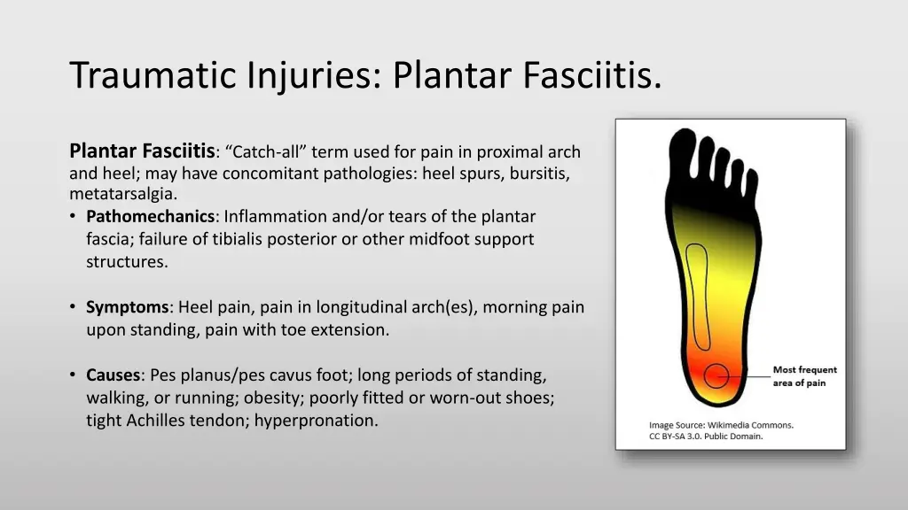 traumatic injuries plantar fasciitis