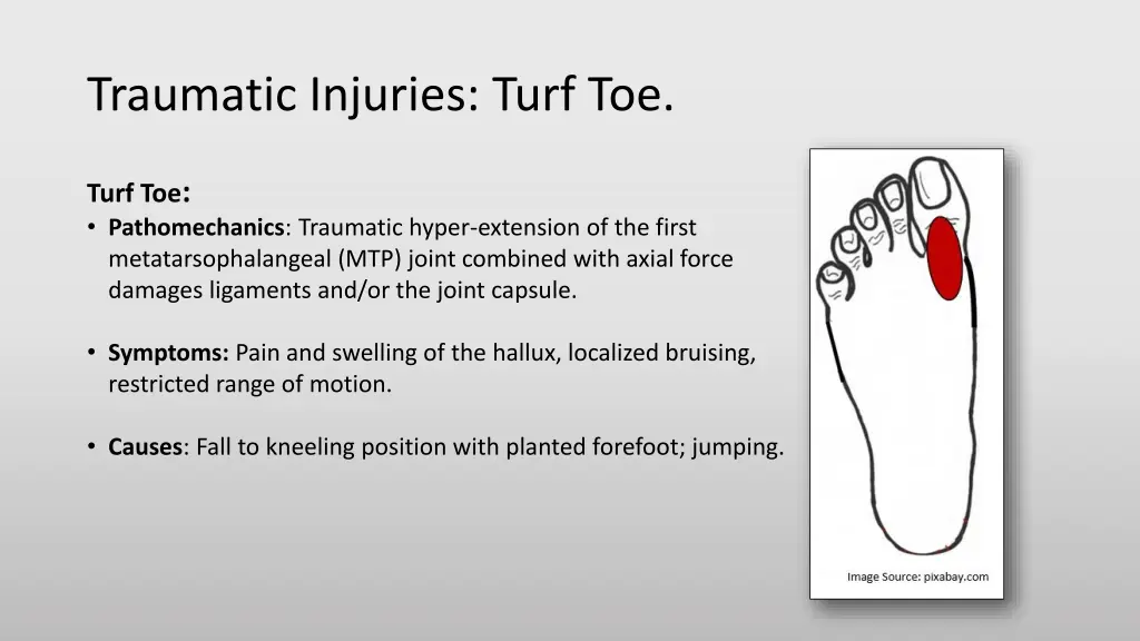 traumatic injuries turf toe