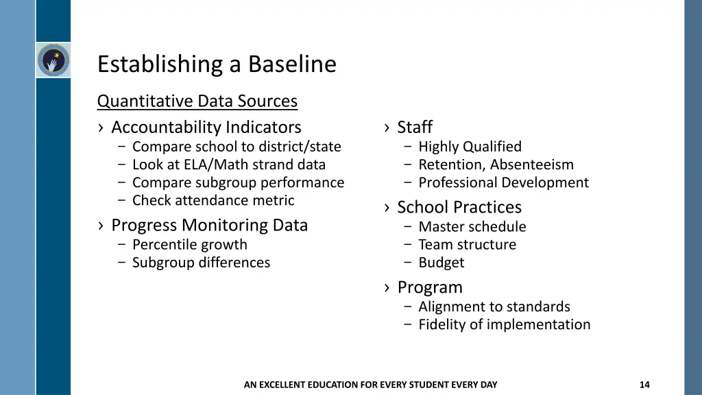 establishing a baseline