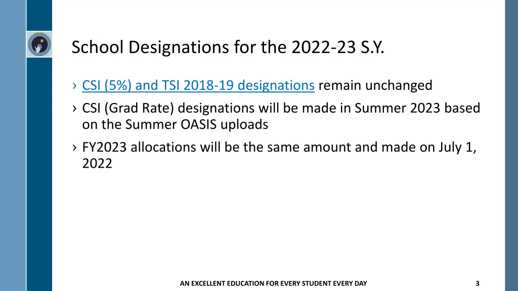 school designations for the 2022 23 s y