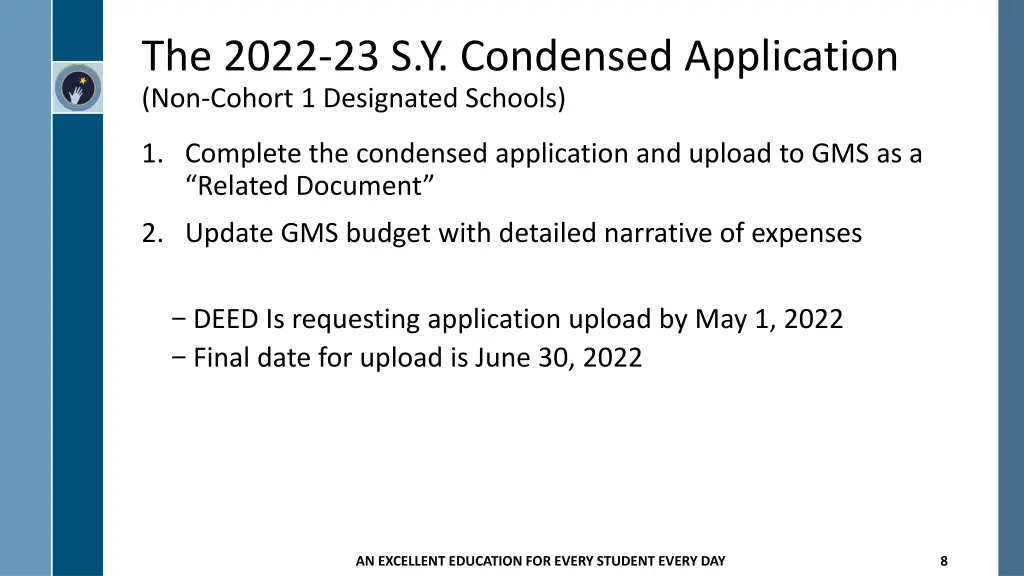 the 2022 23 s y condensed application non cohort