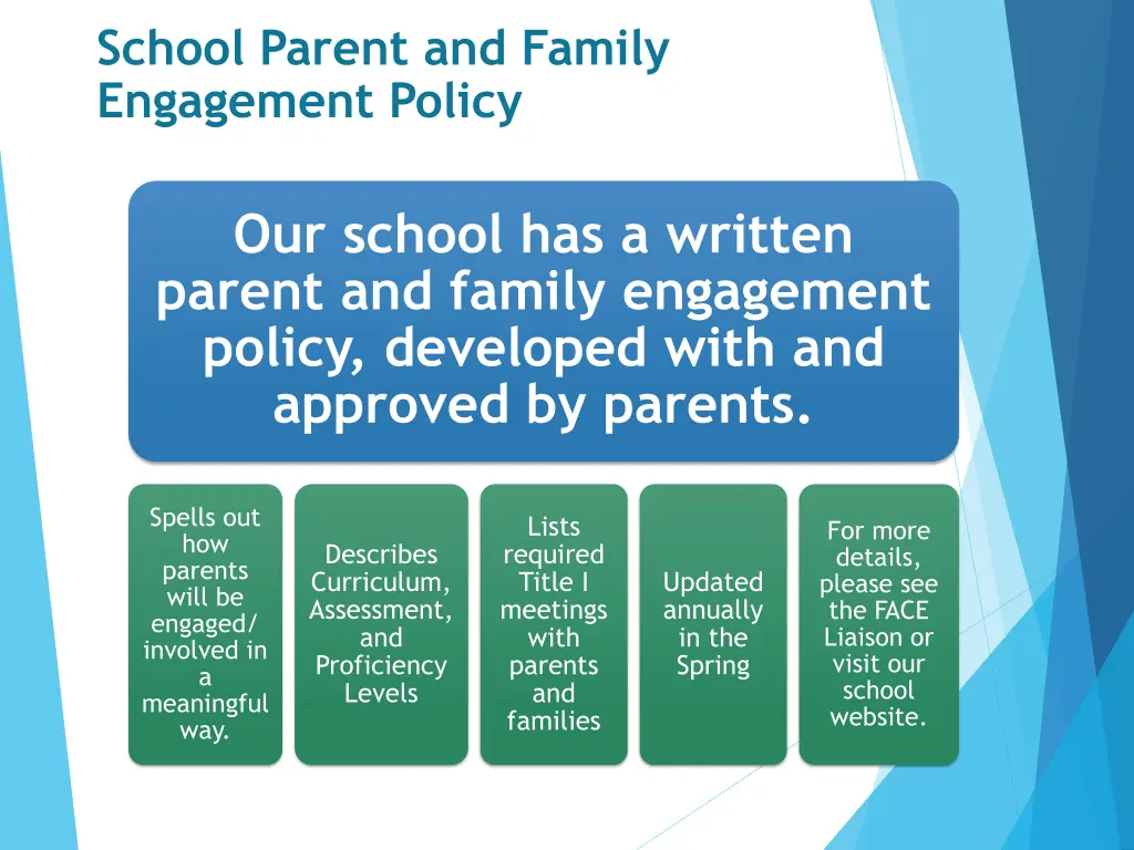 school parent and family engagement policy