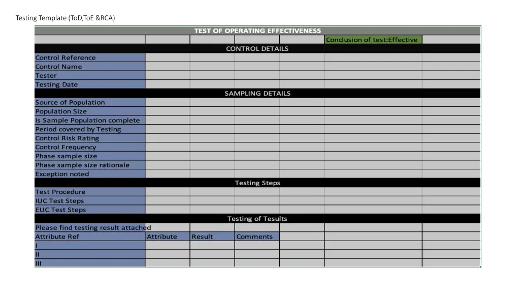 testing template tod toe rca 1