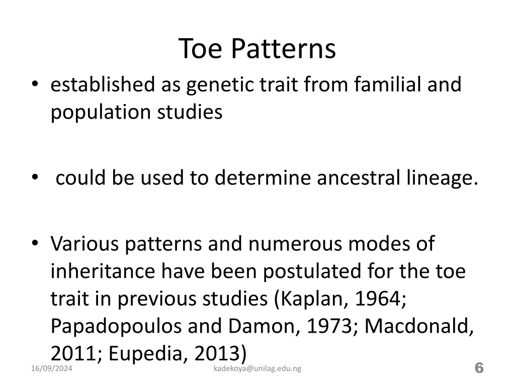 toe patterns