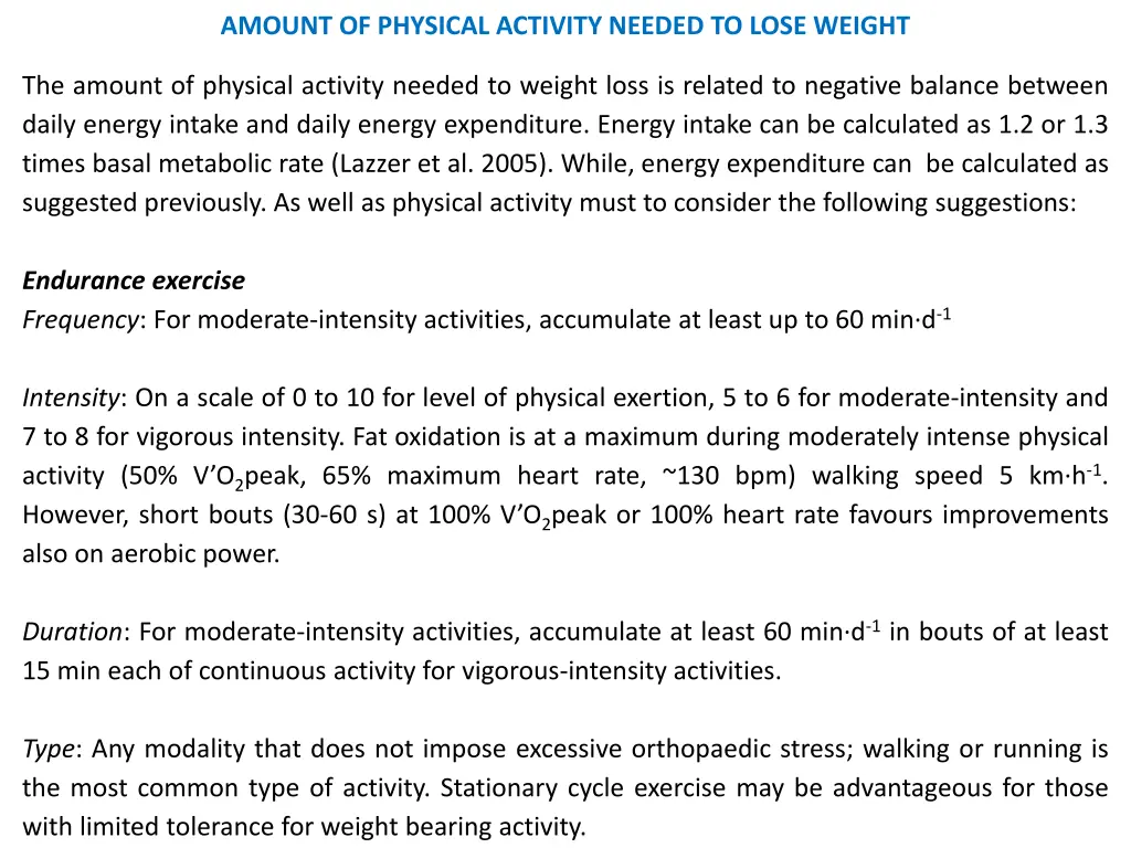 amount of physical activity needed to lose weight