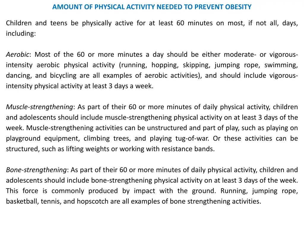 amount of physical activity needed to prevent