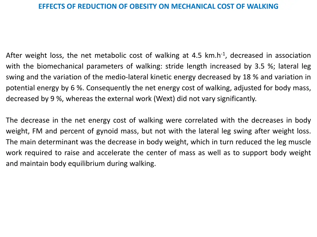 effects of reduction of obesity on mechanical