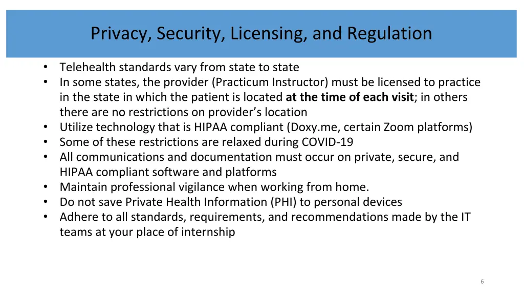 privacy security licensing and regulation